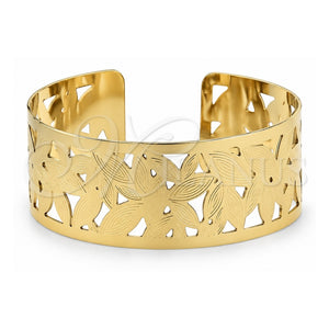 Aro Individual 5.232.013 Oro Laminado, Diseño de Oja, Diamantado, Tono Dorado (Grosor 25 MM, Talla Unica)