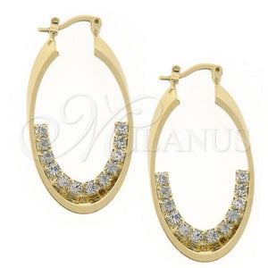 Argolla Mediana 5.141.015 Oro Laminado, con Blanca Zirconia Cubica, Pulido, Tono Dorado