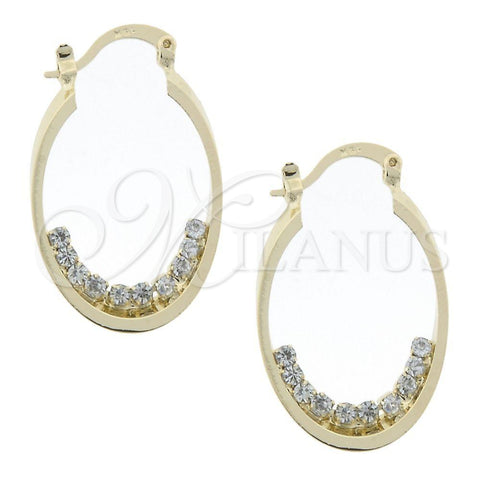 Argolla Mediana 5.141.014 Oro Laminado, con Blanca Zirconia Cubica, Pulido, Tono Dorado