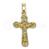 Dije Religioso 5.191.017 Oro Laminado, Diseño de Crucifijo, Pulido, Tono Dorado