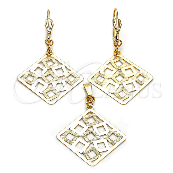 Juego de Arete y Dije de Adulto 11.005 Oro Laminado, Pulido, Tono Dorado