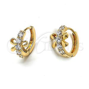 Argolla Huggie 5.130.024 Oro Laminado, Diseño de Arco, con Blanca Zirconia Cubica, Pulido, Tono Dorado