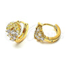 Argolla Huggie 97.017 Oro Laminado, Diseño de Uva y Oja, con Blanca Zirconia Cubica, Diamantado, Tono Dorado