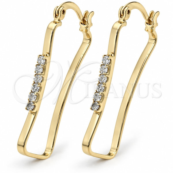Argolla Mediana 5.140.011 Oro Laminado, con Blanca Zirconia Cubica, Pulido, Tono Dorado