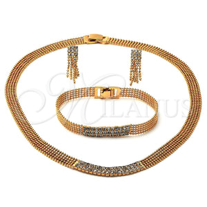 Collar, Pulsera y Dije 5.014.001 Oro Laminado, con Blanca Zirconia Cubica, Pulido, Tono Dorado