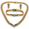 Collar, Pulsera y Dije 5.012.003 Oro Laminado, con Zirconia Cubica Multicolor, Pulido, Tono Dorado