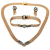 Collar, Pulsera y Dije 5.012.003 Oro Laminado, con Multicolor Zirconia Cubica, Pulido, Tono Dorado
