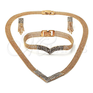 Collar, Pulsera y Dije 5.014.004 Oro Laminado, con Blanca Zirconia Cubica, Pulido, Tono Dorado