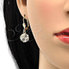 Arete Colgante 5.123.021 Oro Laminado, Diseño de Bola, con Blanca Zirconia Cubica, Pulido, Tono Dorado