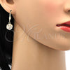 Arete Colgante 5.123.021 Oro Laminado, Diseño de Bola, con Blanca Zirconia Cubica, Pulido, Tono Dorado