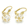 Arete Colgante 5.123.021 Oro Laminado, Diseño de Bola, con Blanca Zirconia Cubica, Pulido, Tono Dorado
