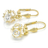 Arete Colgante 5.123.021 Oro Laminado, Diseño de Bola, con Blanca Zirconia Cubica, Pulido, Tono Dorado