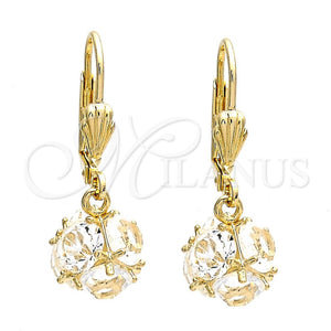 Arete Colgante 5.123.021 Oro Laminado, Diseño de Bola, con Blanca Zirconia Cubica, Pulido, Tono Dorado