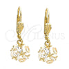 Arete Colgante 5.123.021 Oro Laminado, Diseño de Bola, con Blanca Zirconia Cubica, Pulido, Tono Dorado