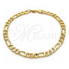 Tobillera Básica 5.222.011.12 Oro Laminado, Diseño de Figaro, Pulido, Tono Dorado (200 Gauge, 08 MM Thickness, 12 Inches Length)
