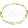 Tobillera Básica 5.222.011.12 Oro Laminado, Diseño de Figaro, Pulido, Tono Dorado (200 Gauge, 08 MM Thickness, 12 Inches Length)