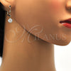 Arete Colgante 5.120.016 Oro Laminado, Diseño de Bola, con Blanca Cristal, Esmaltado Blanco, Tono Dorado