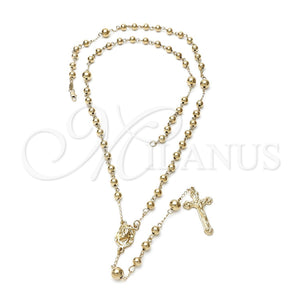 Rosario Grande 5.210.002 Oro Laminado, Diseño de Jesus y Crucifijo, Diamantado, Tono Dorado