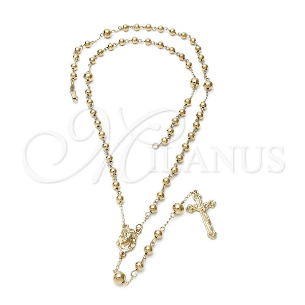 Rosario Grande 5.210.002 Oro Laminado, Diseño de Jesus y Crucifijo, Diamantado, Tono Dorado