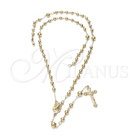 Rosario Grande 5.210.002 Oro Laminado, Diseño de Jesus y Crucifijo, Diamantado, Tono Dorado