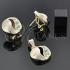 Juego de Arete y Dije de Adulto 5.062.010 Oro Laminado, con Blanca Cristal, Pulido, Tono Dorado