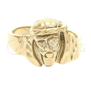 Anillo de Hombre 5.178.014.10 Oro Laminado, Diseño de Jesus, Pulido, Tono Dorado (Size 10)