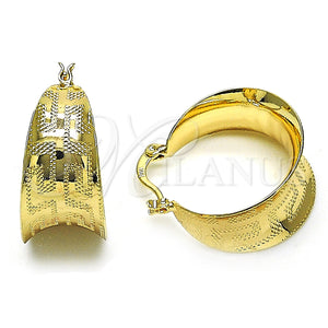 Argolla Pequeña 5.150.018 Oro Laminado, Diseño de Llave Griega, Diamantado, Tono Dorado