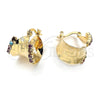 Argolla Pequeña 02.63.0193 Oro Laminado, Diseño de Llave Griega, con Multicolor Cristal, Diamantado, Tono Dorado