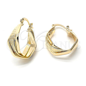 Argolla Pequeña 5.153.024.1 Oro Laminado, Diseño de Torcido y Llave Griega, Diamantado, Tono Dorado