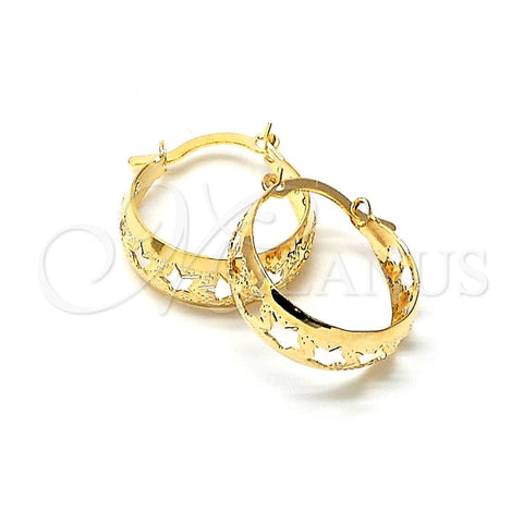 Argolla Pequeña 02.32.0221 Oro Laminado, Diseño de Estrella, Diamantado, Tono Dorado