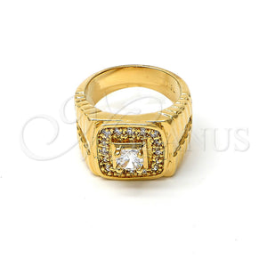 Anillo de Hombre 5.178.020.09 Oro Laminado, con Blanca Zirconia Cubica, Pulido, Tono Dorado (Size 9)