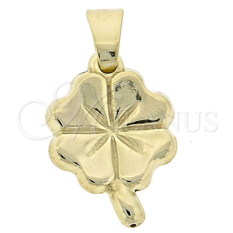 Dije Elegante 45.013 Oro Laminado, Diseño de Trébol de Cuatro Hojas, Pulido, Tono Dorado