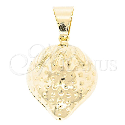 Dije Elegante 45.015 Oro Laminado, Diseño de Fresa, Pulido, Tono Dorado