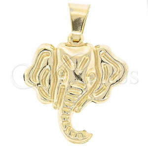Dije Elegante 45.006 Oro Laminado, Diseño de Elefante, Pulido, Tono Dorado