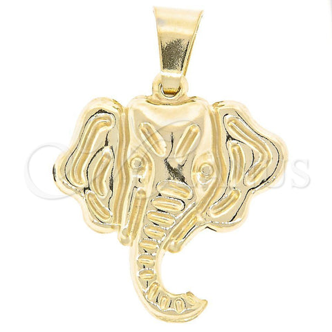 Dije Elegante 45.006 Oro Laminado, Diseño de Elefante, Pulido, Tono Dorado