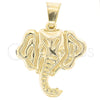 Dije Elegante 45.006 Oro Laminado, Diseño de Elefante, Pulido, Tono Dorado