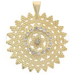 Dije Elegante 45.021 Oro Laminado, Diseño de Sol, con Blanca Zirconia Cubica, Pulido, Tono Dorado