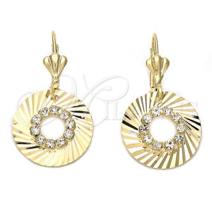 Arete Colgante 95.009 Oro Laminado, con Blanca Zirconia Cubica, Diamantado, Tono Dorado
