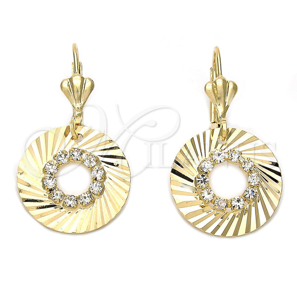 Arete Colgante 95.009 Oro Laminado, con Blanca Zirconia Cubica, Diamantado, Tono Dorado