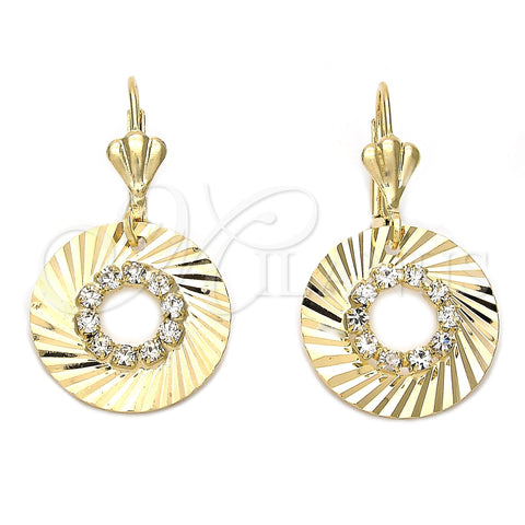 Arete Colgante 95.009 Oro Laminado, con Blanca Zirconia Cubica, Diamantado, Tono Dorado