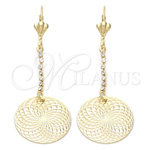 Arete Largo 95.005 Oro Laminado, con Blanca Zirconia Cubica, Pulido, Tono Dorado