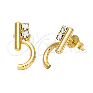 Arete Dormilona 02.63.2248 Oro Laminado, con Blanca Zirconia Cubica, Pulido, Tono Dorado