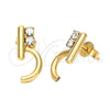 Arete Dormilona 02.63.2248 Oro Laminado, con Blanca Zirconia Cubica, Pulido, Tono Dorado