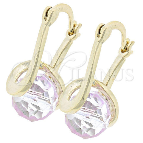 Argolla Pequeña 5.120.019 Oro Laminado, Diseño de Espiral, con Fucsia Cristal, Pulido, Tono Dorado