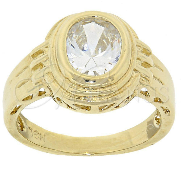 Anillo Multi Piedra 5.165.019.06 Oro Laminado, con Blanca Zirconia Cubica, Pulido, Tono Dorado (Size 6)