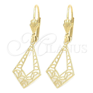 Arete Colgante 5.103.017 Oro Laminado, Diseño de File, Pulido, Tono Dorado