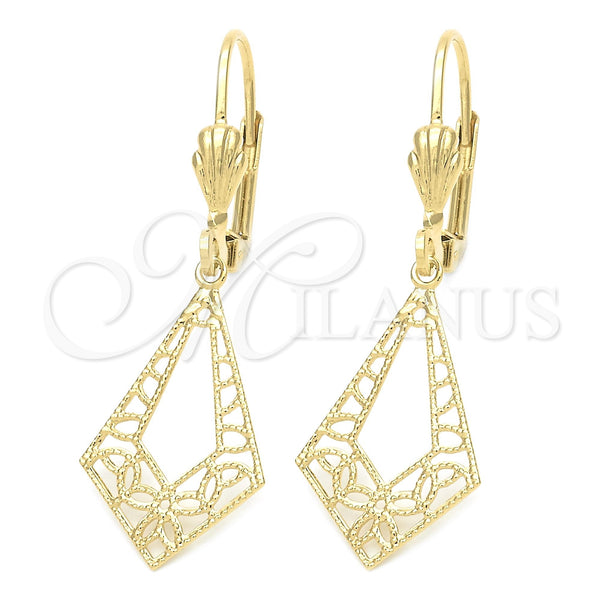 Arete Colgante 5.103.017 Oro Laminado, Diseño de File, Pulido, Tono Dorado