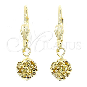 Arete Colgante 5.120.011 Oro Laminado, Diseño de Bola, con Blanca Cristal, Pulido, Tono Dorado