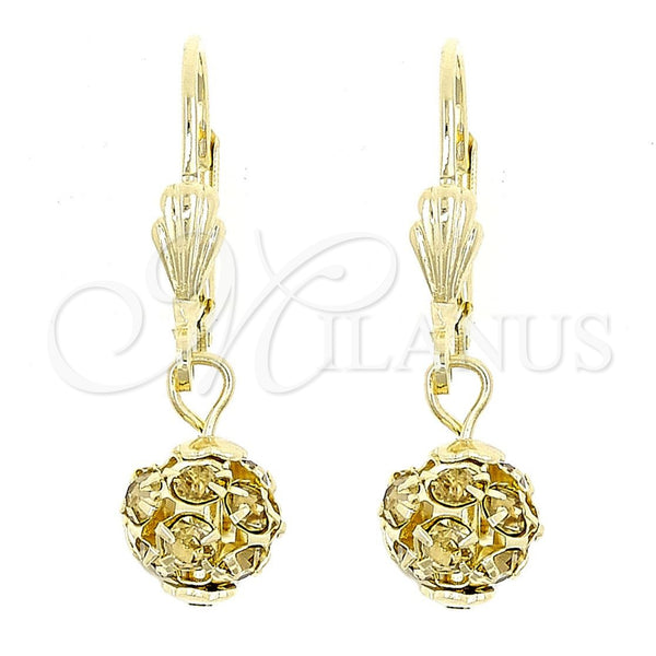 Arete Colgante 5.120.011 Oro Laminado, Diseño de Bola, con Blanca Cristal, Pulido, Tono Dorado