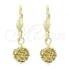 Arete Colgante 5.120.011 Oro Laminado, Diseño de Bola, con Blanca Cristal, Pulido, Tono Dorado